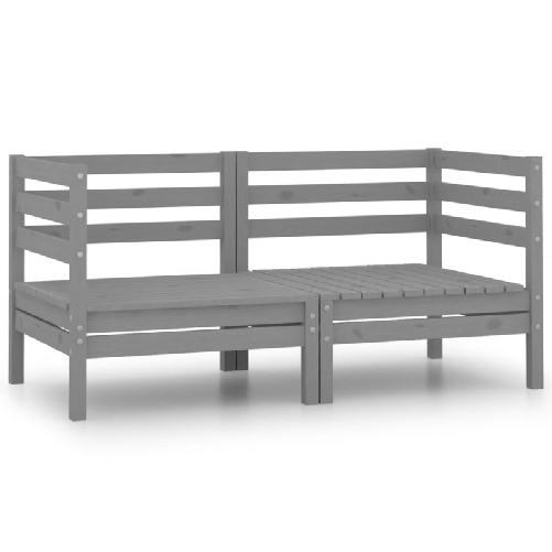 VidaXL Divani Angolari da Giardino 2 pz Grigi in Massello di Pino VidaXL 806584 panca da esterno Legno