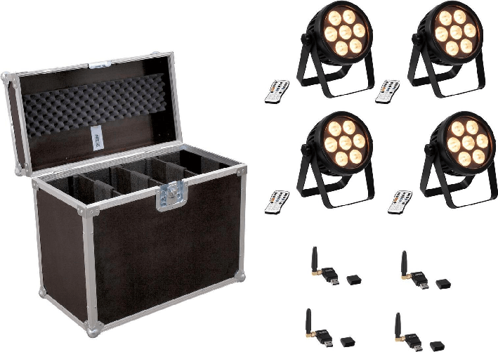 Eurolite Set 4x LED 4C-7 Silent Slim Spot USB QuickDmx Caso (2000856)