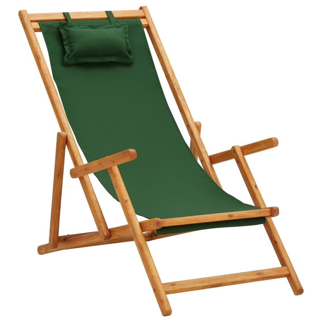 VidaXL 310312 sedia da esterno Terrazzo Seduta imbottita Eucalipto, Poliestere Verde