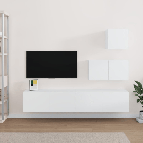 VidaXL Set di Mobili Porta TV 4 pz Bianco in Legno Multistrato VidaXL 3114638 supporto TV e sistema audio
