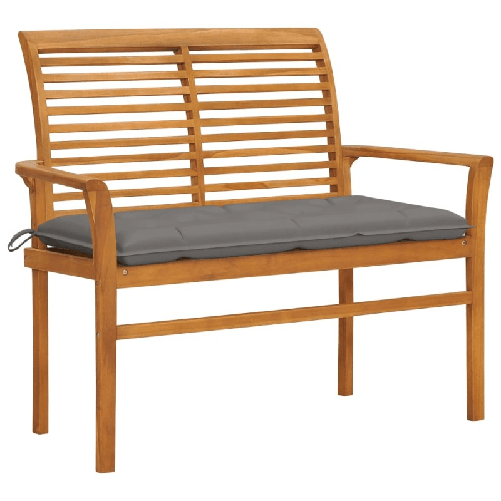 VidaXL Panca da Giardino con Cuscino Grigio 112 cm in Legno di Teak VidaXL 3062665 panca da esterno Legno
