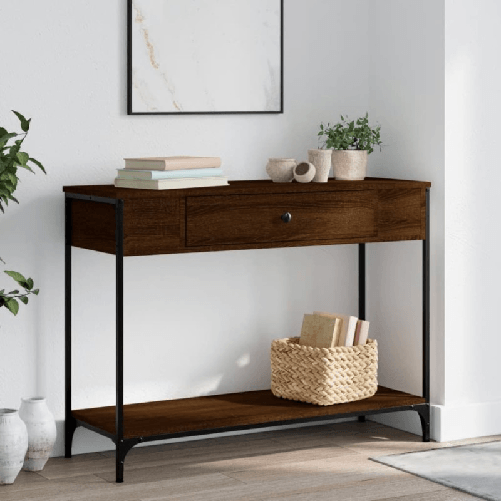 VidaXL Tavolo Consolle Rovere Marrone 100x34,5x75 cm Legno Multistrato VidaXL 834164 tavolino da caffè, comodino e consolle da soggiorno