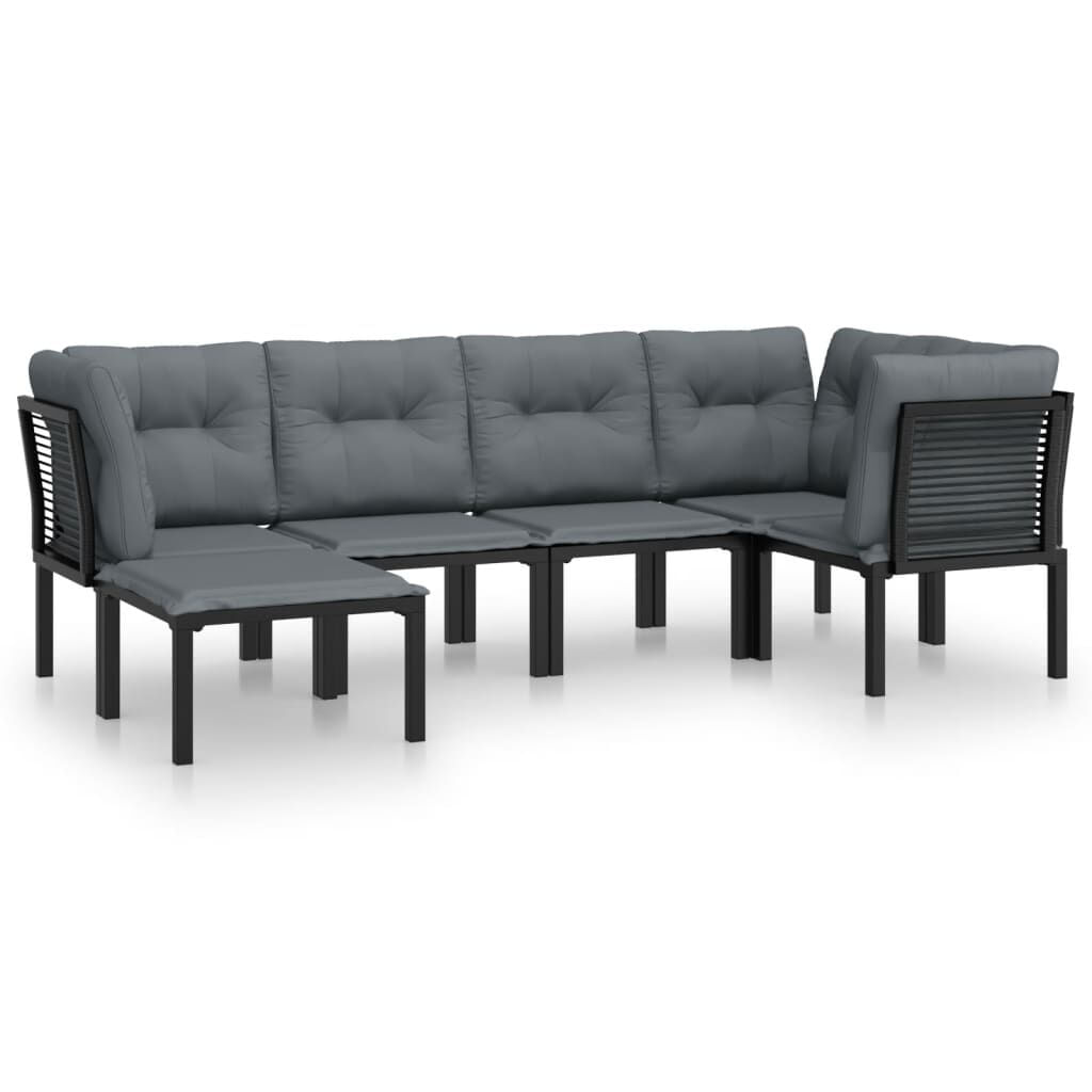 VidaXL Set Salotto da Giardino 6 pz in Polyrattan Nero e Grigio VidaXL 3187758 set mobili da esterno