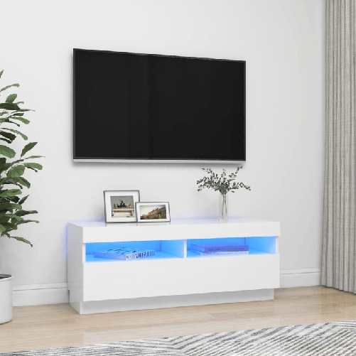 VidaXL Mobile Porta TV con Luci LED Bianco 100x35x40 cm VidaXL 804454 supporto TV e sistema audio