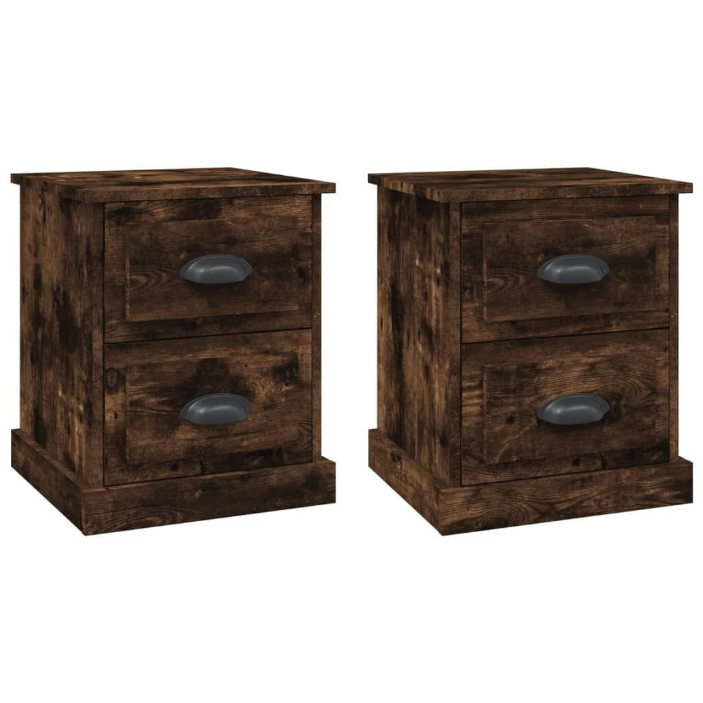 VidaXL Comodini 2 pz Rovere Fumo 39x39x47,5 cm in Legno Multistrato VidaXL 816155 comodino Quercia