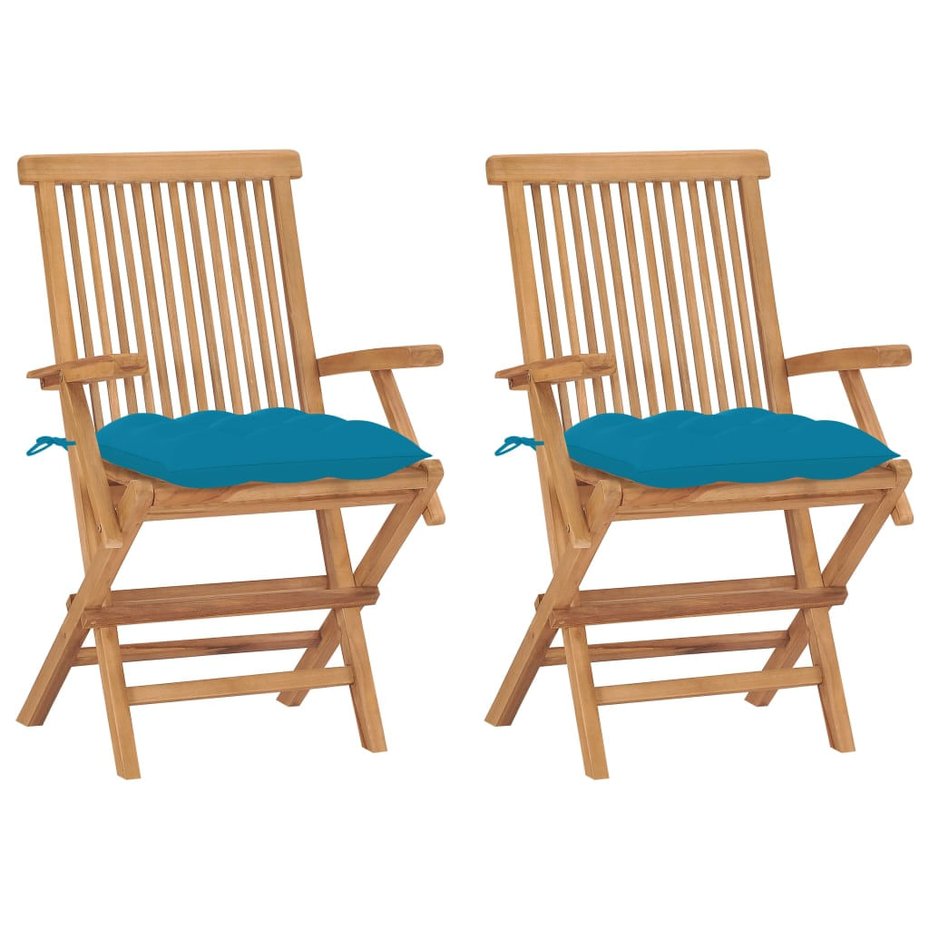 VidaXL 3065636 sedia da esterno Terrazzo Seduta imbottita Teak Blu