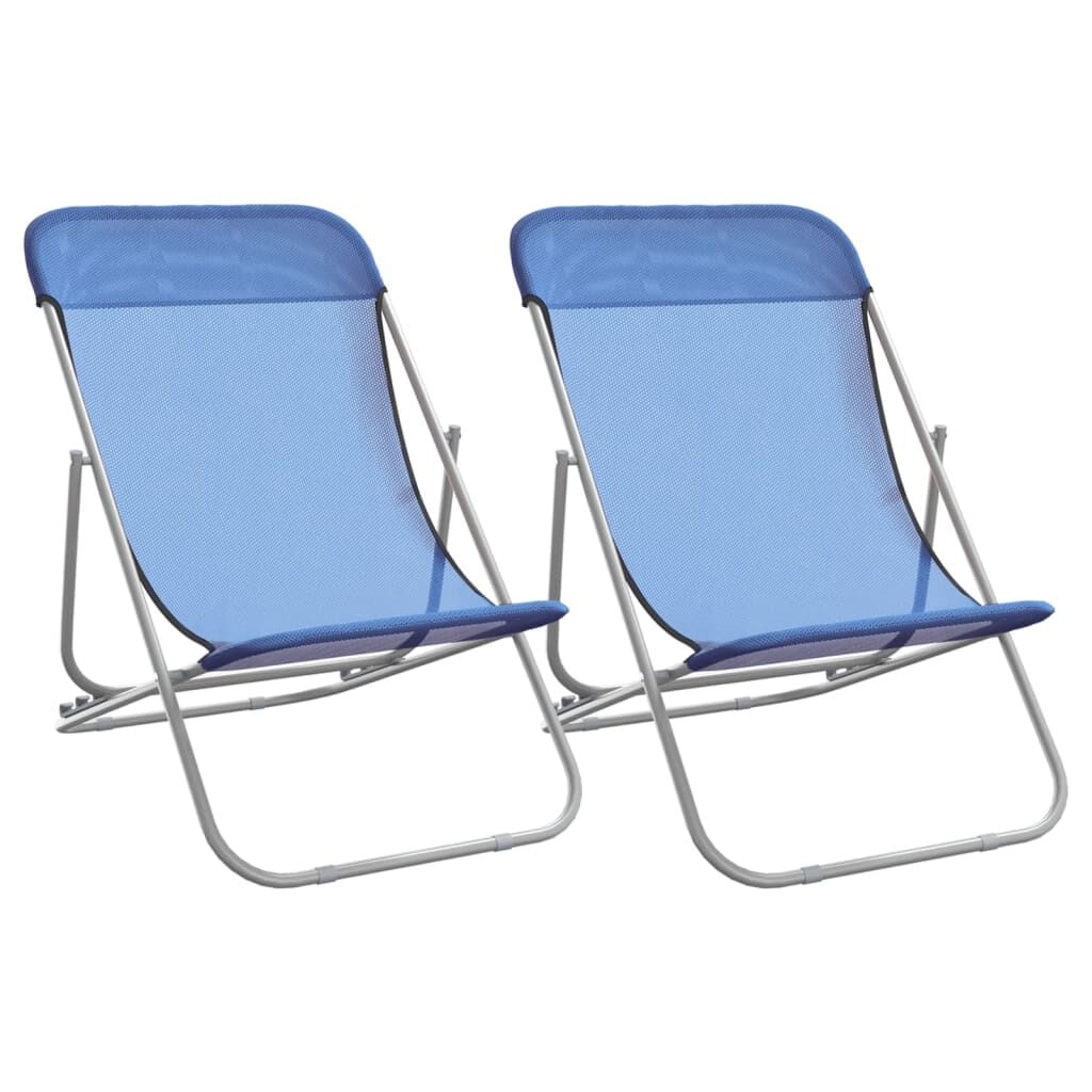 VidaXL Sedie Pieghevoli 2 pz Blu in Textilene e Acciaio Verniciato VidaXL 360187 sedia da esterno Terrazzo Acciaio Blu