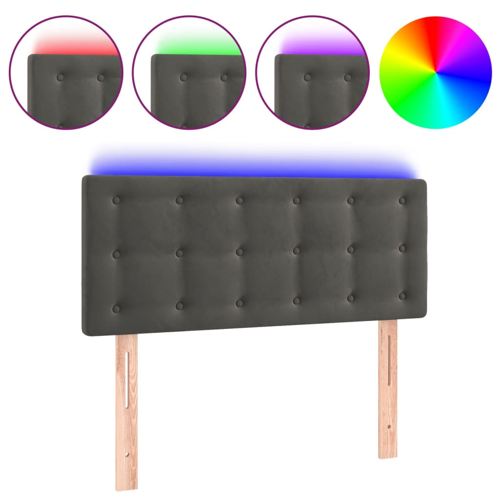 VidaXL Testiera a LED GrigioScuro 200x5x118/128cm in Velluto VidaXL 3122925 testiera e pedana Grigio scuro