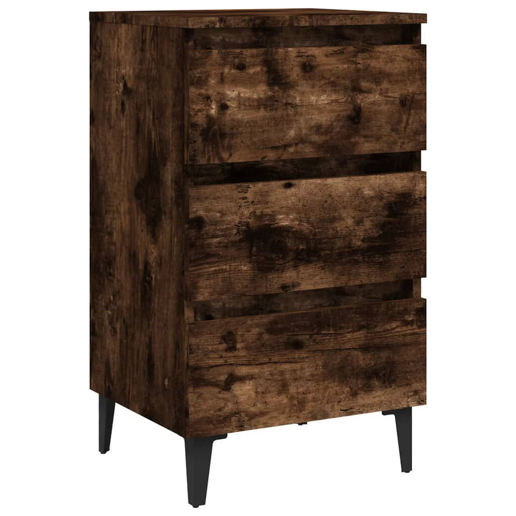 VidaXL Comodino con Gambe in Metallo Rovere Fumo 40x35x69 cm VidaXL 813140 comodino Quercia
