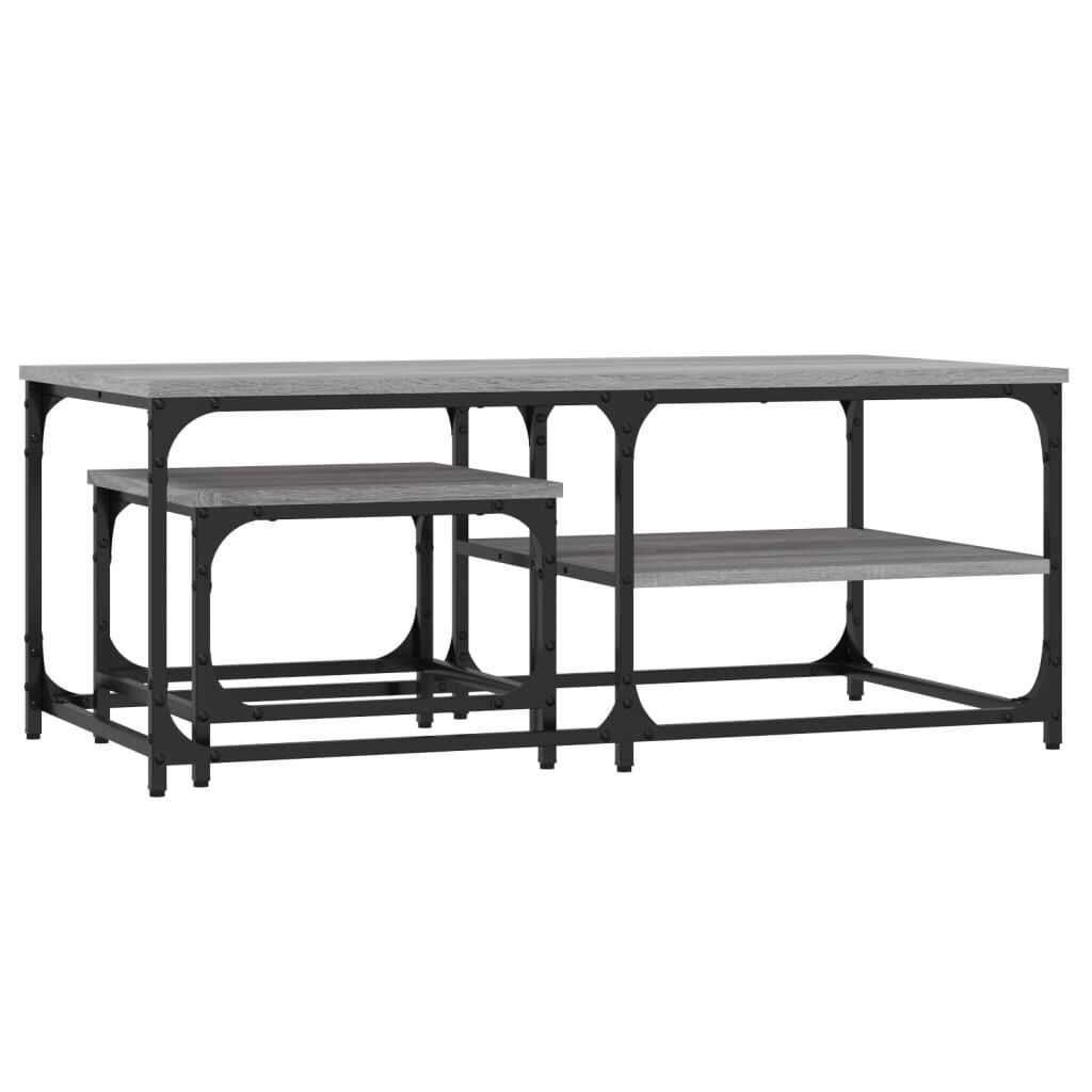 VidaXL Tavolini Salotto Impilabili 2pz Grigio Sonoma Legno Multistrato VidaXL 835397 tavolino da caffè, comodino e consolle da soggiorno