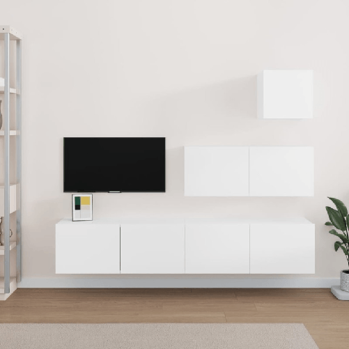 VidaXL Set di Mobili Porta TV 4 pz Bianco in Legno Multistrato VidaXL 3114646 supporto TV e sistema audio