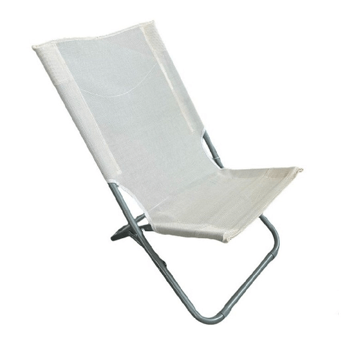 Trade Shop Traesio-spiaggina In Textilene Crema Pieghevole Sedia Per Mare Campeggio 57x47x72cm 281051 -