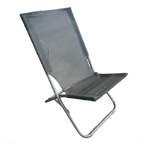 Trade Shop Traesio-spiaggina In Textilene Grigia Pieghevole Sedia Per Mare Campeggio 57x47x72cm 281052 -
