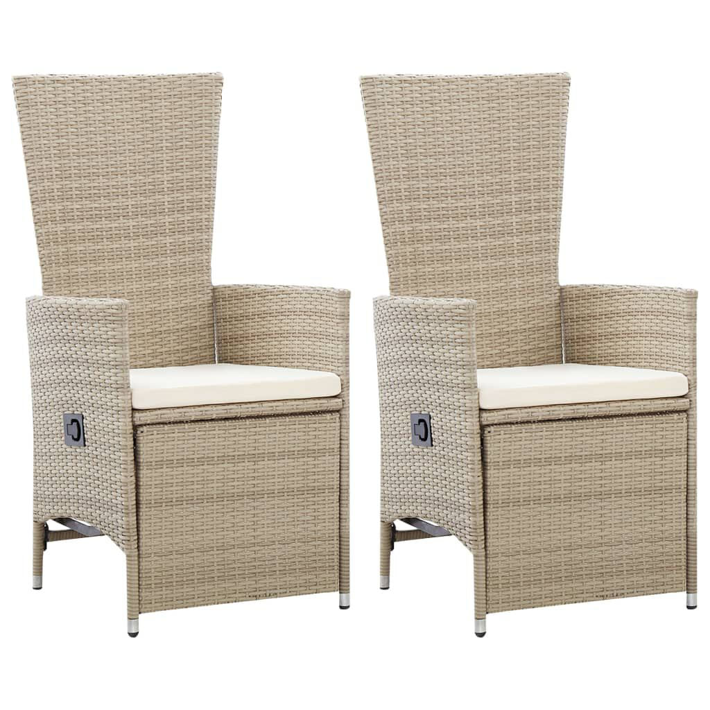 VidaXL 46046 sedia da esterno Terrazzo Seduta imbottita Rattan sintetico, Acciaio Crema, Bianco