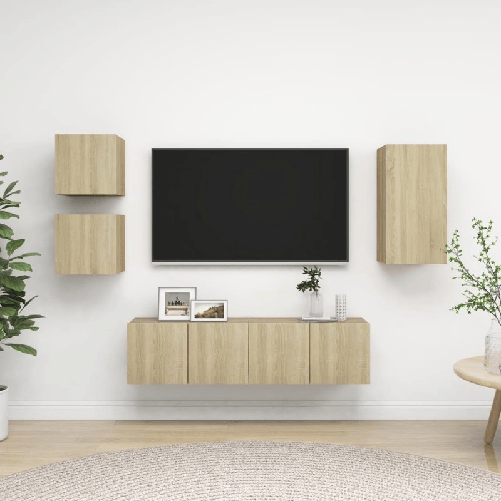 VidaXL Set Porta TV 5 pz Rovere Sonoma in Truciolato VidaXL 3079010 supporto TV e sistema audio