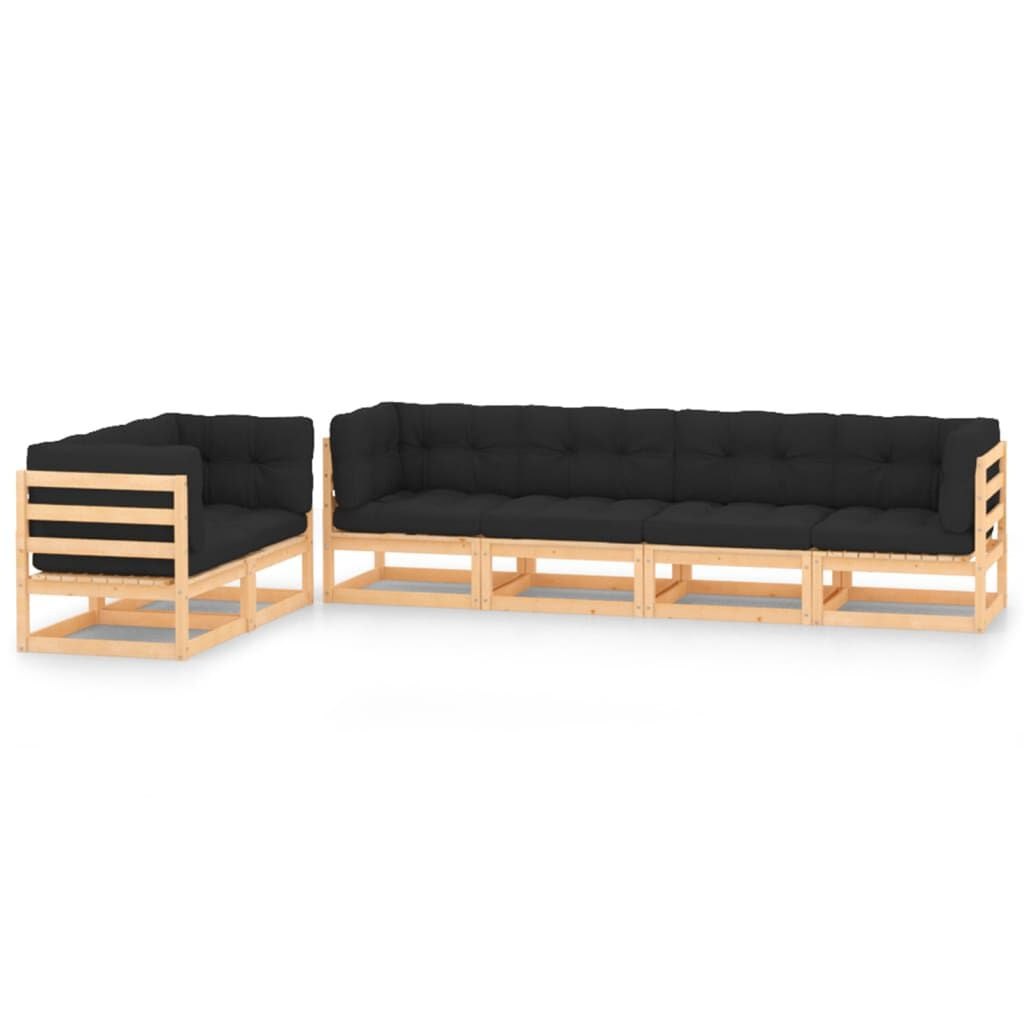 VidaXL Set Salotto Giardino 6 pz Cuscini Antracite Legno Massello Pino VidaXL 3083919 set mobili da esterno