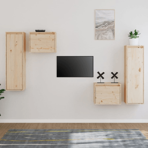 VidaXL Mobili Porta TV 4 pz in Legno Massello di Pino VidaXL 3100249 supporto TV e sistema audio