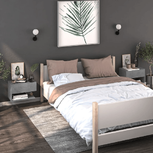 VidaXL Comodini a Muro 2pz Grigio Cemento in Legno Multistrato VidaXL 810962 comodino Colore cemento