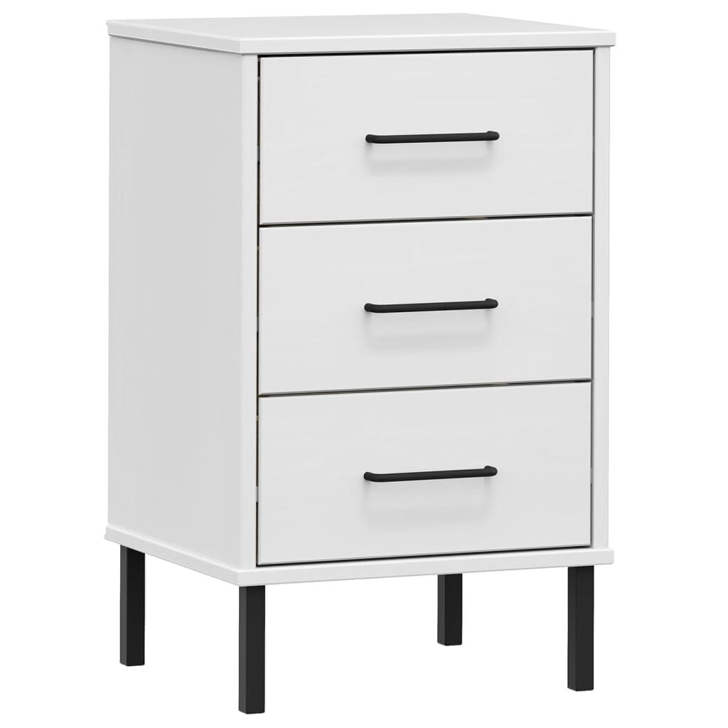 VidaXL Comodino con Gambe in Metallo Bianco Legno Massello Pino OSLO VidaXL 350978 comodino Bianco
