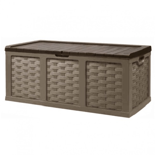 BricoShop24 Cassapanca Baule in Plastica Rattan Marrone 157,5 x 75 x 63,5 cm
