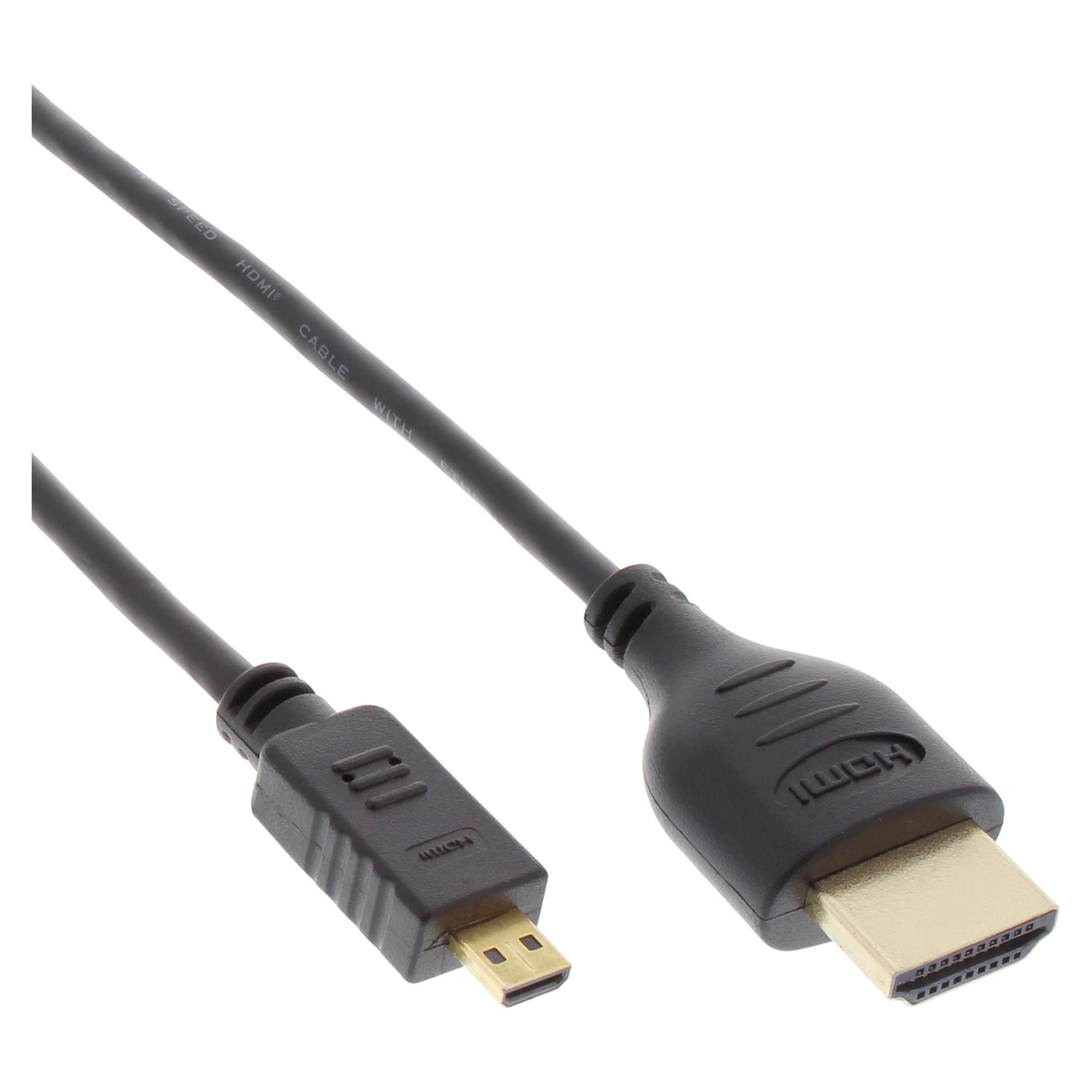 InLine Cavo HDMI Superslim da A a D - HS con Eth. - Premium - nero - oro - 1 -5 m InLine Cavo micro HDMI, Super Slim A/D, Ethernet,, 4K2K, 1,5m, Premi