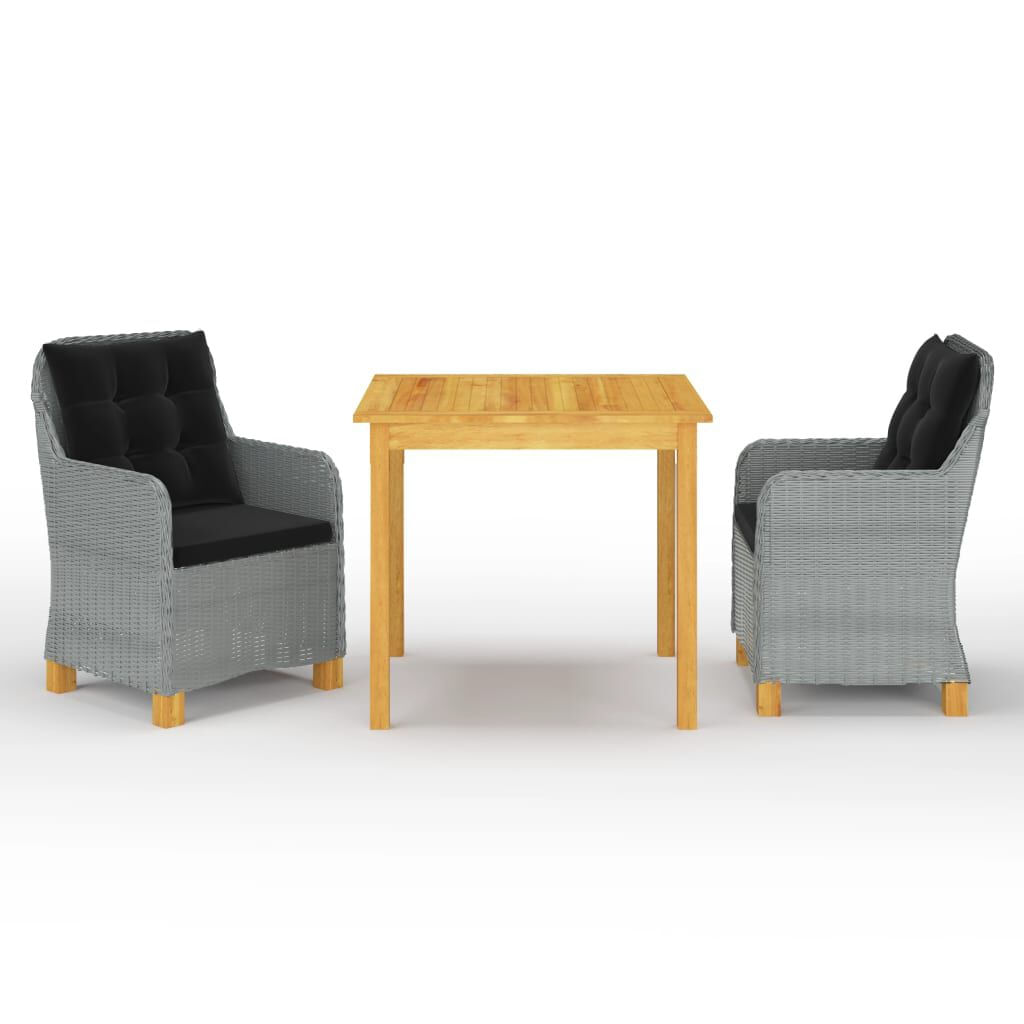 VidaXL Set Mobili da Pranzo per Giardino 3 pz Grigio Chiaro VidaXL 3067756 set mobili da esterno
