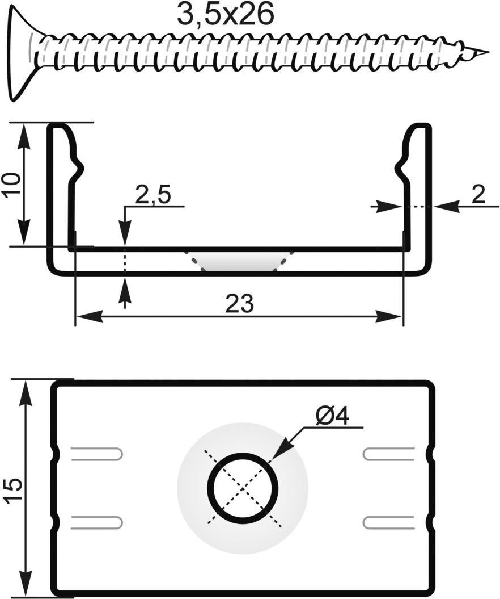 EUROLITE Halterung f¼r U-Profil 20mm Kunststoff (51210869)