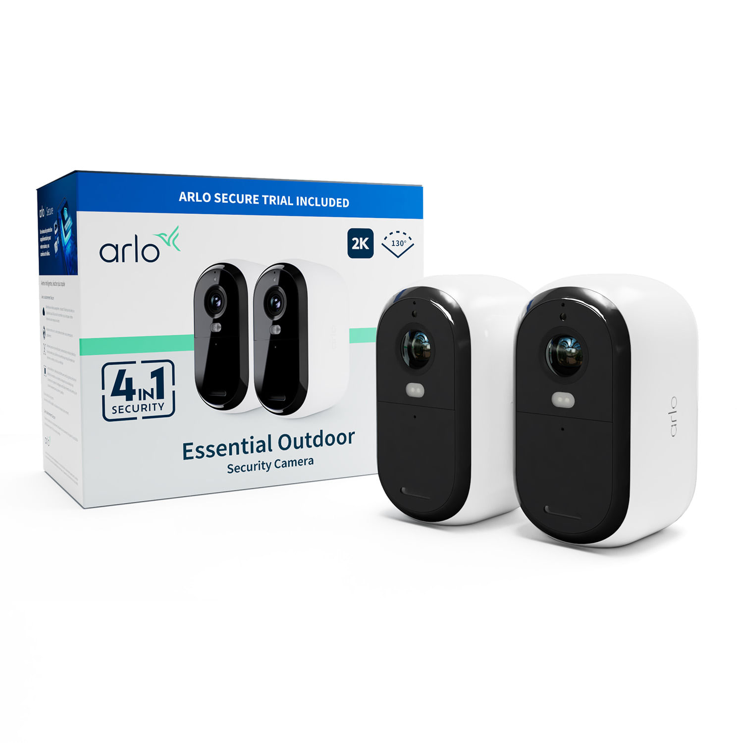 Arlo Videocamera per esterni Arlo Essential 2K per esterni - set da 2 bianco Arlo Essential Telecamera di sorveglianza per esterni 2K 2K, set da 2