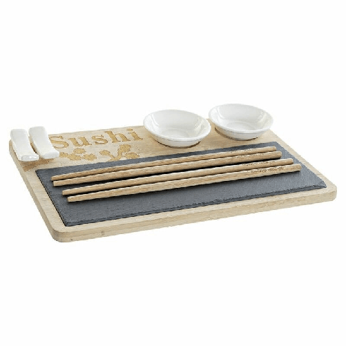 DKD Home Decor Set per Sushi DKD Home Decor PC-186227 Bianco Nero Naturale Bambù Lavagna Moderno Orientale 28
