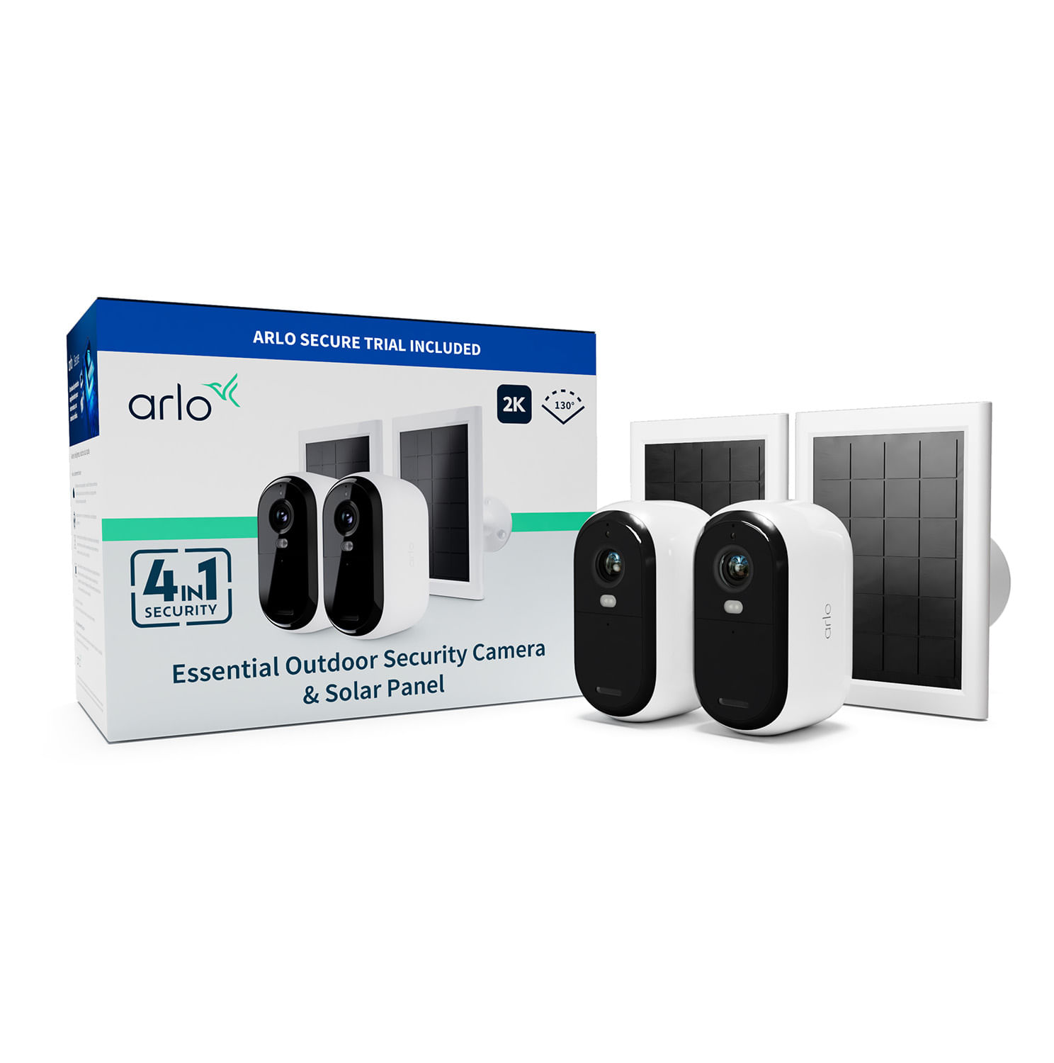 Arlo Essential Telecamera di sorveglianza per esterni 2K con Pannelli Solari, set da 2
