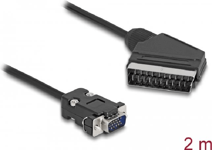 Neutra DeLOCK 65028 cavo e adattatore video 2 m SCART (21-pin) VGA (D-Sub) Nero NEUTRA Cavo Video Scart Maschio (Output) - Vga Maschio (Input) Mt 2