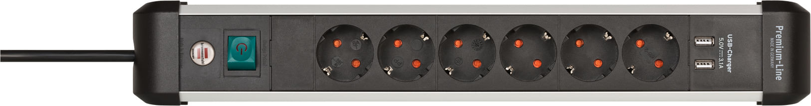 Brennenstuhl 1391030610 prolunghe e multiple 3 m 6 presa(e) AC Interno Nero, Argento