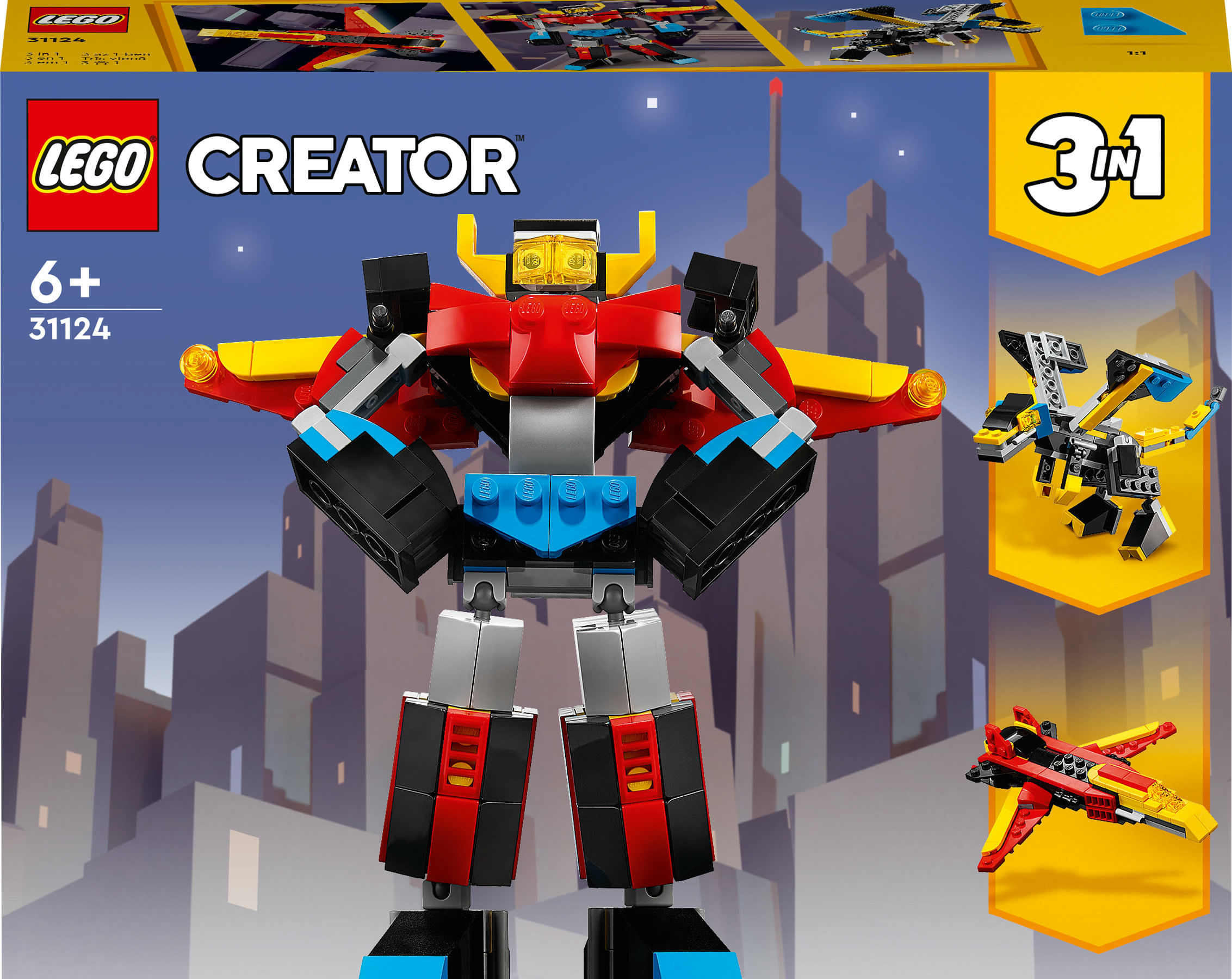 LEGO Creator 31124 3in1 Super Robot, Set di Costruzioni in Mattoncini, Aereo e Drago Giocattolo per Bambini di 6+ Anni LEGO Creator 3-in-1 Super Robot