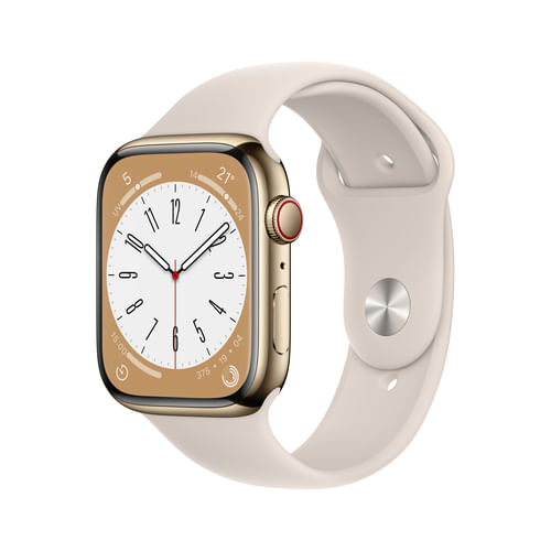 Apple Watch Series 8 (GPS + Cellular) 45mm in acciaio inossidabile oro per un gancio, sport banda polarstern Apple Watch Series 8 OLED 45 mm Digitale