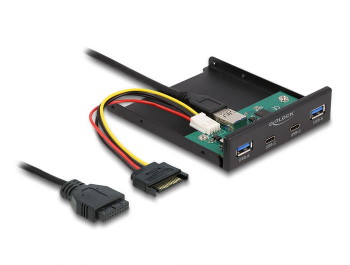 Delock Pannello frontale USB 3.2 Gen 1 da 3,5" 2 x USB Type-C 2 x USB Type-A DeLOCK Pannello frontale da 3.5′′ USB 5 Gbps 2 x USB Type-C + 2 x USB