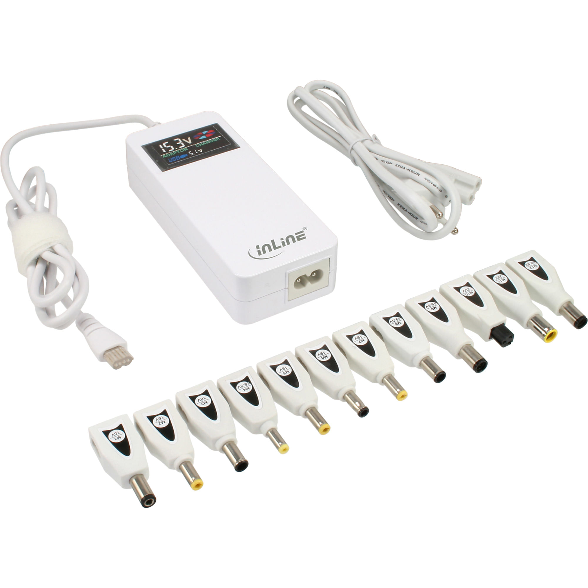InLine 26618W - 50/60 - Innenraum - AC-an-DC - Notebook - 6.3x3.0mm - 5.5x2.5mm - 6.5x4.4mm - 4.8x1.7mm - 5.5x2.5mm - 5. InLine Alimentatore univ.Note
