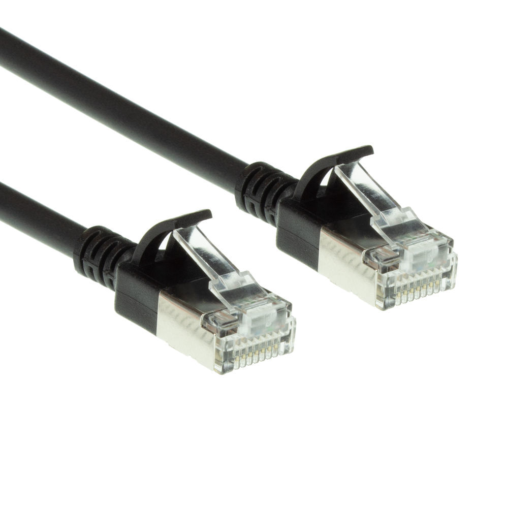 ACT Black 0.15 meter LSZH U/FTP CAT6A datacenter slimline patch cable snagless with RJ45 connectors (DC7930) ACT DC7930 cavo di rete Nero 0,15 m Cat6a