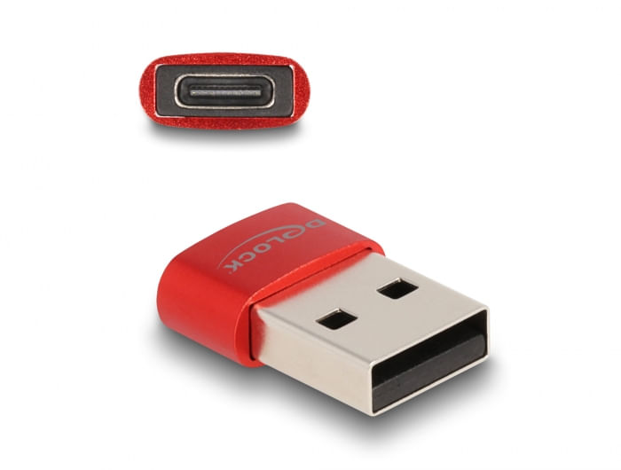 DeLOCK Adattatore USB 2.0 da USB Tipo-A maschio a USB Type-C femmina rosso Delock Adattatore USB 2.0 USB Tipo-A maschio a USB Tipo-C femmina rosso