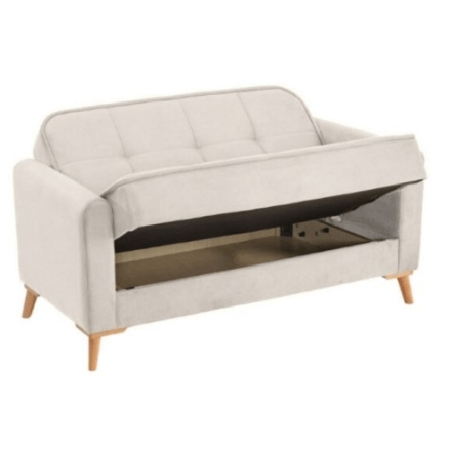 BricoShop24 Divano Letto 2 Posti con Contenitore Beige con Piedi in Legno