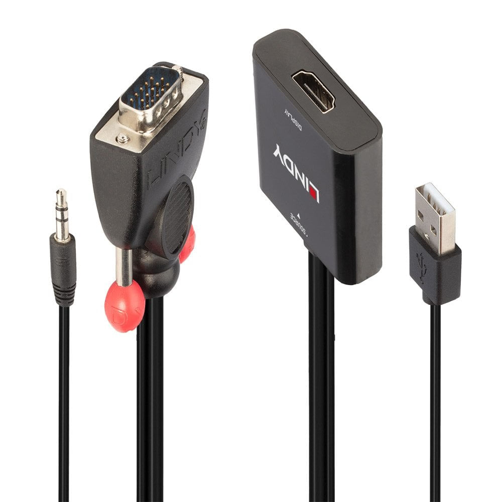 Lindy 38284 cavo e adattatore video VGA [D-Sub] + 3.5mm HDMI + USB Nero (VGA & Audio to HDMI - Converter - Warranty: 24M Lindy 38284 cavo e adattatore