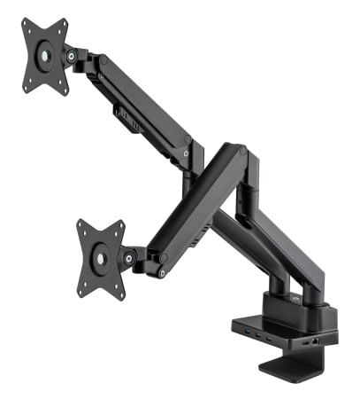 Manhattan 461887 supporto da tavolo per Tv a schermo piatto 81,3 cm [32] Nero Scrivania (TV/MONITOR DESK MOUNT DUAL DOCK Manhattan 461887 Supporti a p