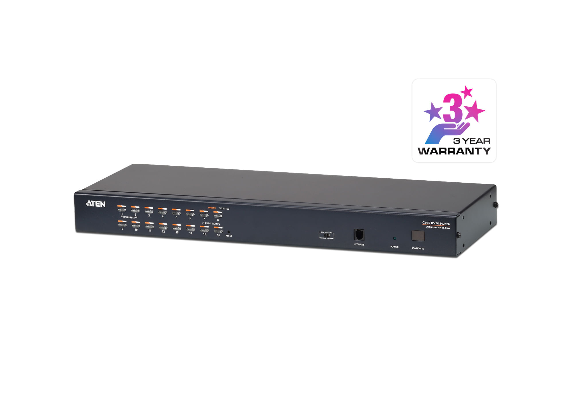 ATEN 16 port RJ45 KVM Support PS/2, USB, SUN USB Server, Daisy Chain, Console USB+PS/2 , Adapter ID ATEN Switch KVM Cat 5 multi-interfaccia (DisplayPo