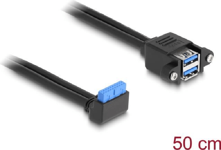 Delock Cavo Delock Presa su palo USB 5 Gbps angolata a 90Ã â Ã Â° su 2 x prese USB 5 Gbps Tipo A per installazione 50 Delock Cavo Delock Presa su pa