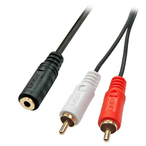 Lindy 35677 cavo audio 0,25 m 2 x RCA 3.5mm Nero, Rosso, Bianco (0.25M AV ADAPTER CABLE-3.5MM FE - MALE TO 2 X RCA MALE) Lindy 35677 cavo audio 0,25 m