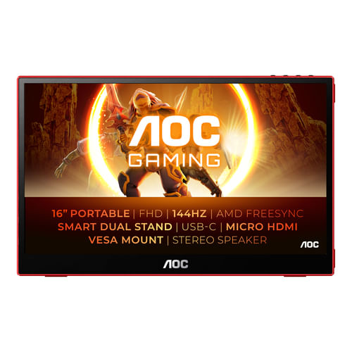 AOC 16G3 TV e monitor portatile Nero, Rosso 39,6 cm [15.6] TFT 1920 x 1080 Pixel (16G3 Gaming Portable) AOC 16G3 TV e monitor portatile Nero, Rosso 39