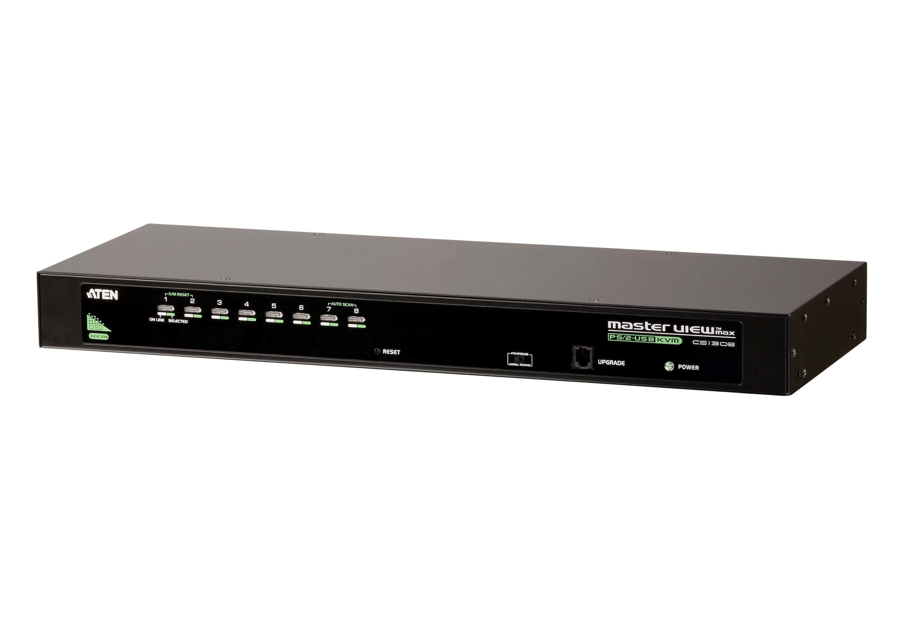 ATEN 8 Port USB/PS2 KVM, combo console , 2048x1536 , 2 level cascade, Broadcast,Multiplatform ATEN Switch KVM PS/2-USB VGA 8-porte