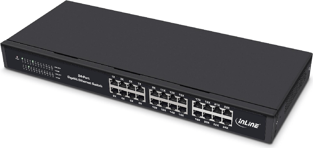 Inline Gigabit Network Switch 24 -Port - 1Gbit/S - 48.26cm (19 ") - Metal (32324o) InLine Switch Lan Gigabit Switch 24-Port, 1Gb/s, (19"), 1U, Metallo