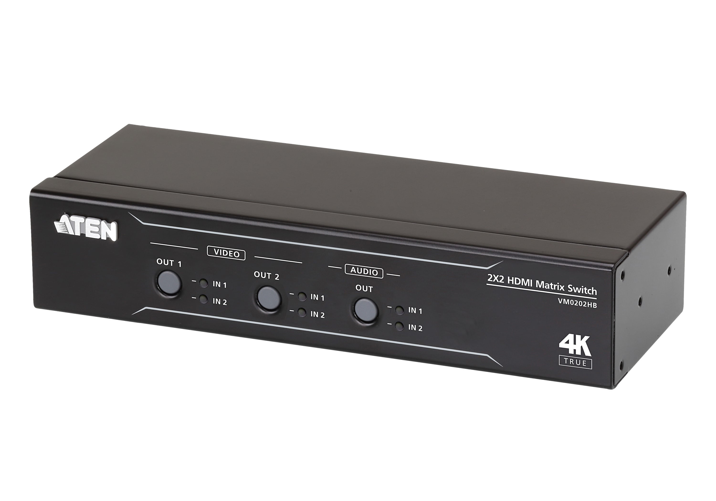 Aten 2 x 2 True 4K HDMI Matrix Switch with Audio De-Embedder and IR / RS-232 Control ATEN Switch matrix True 4K HDMI 2 x 2 con scaler con disassemblat