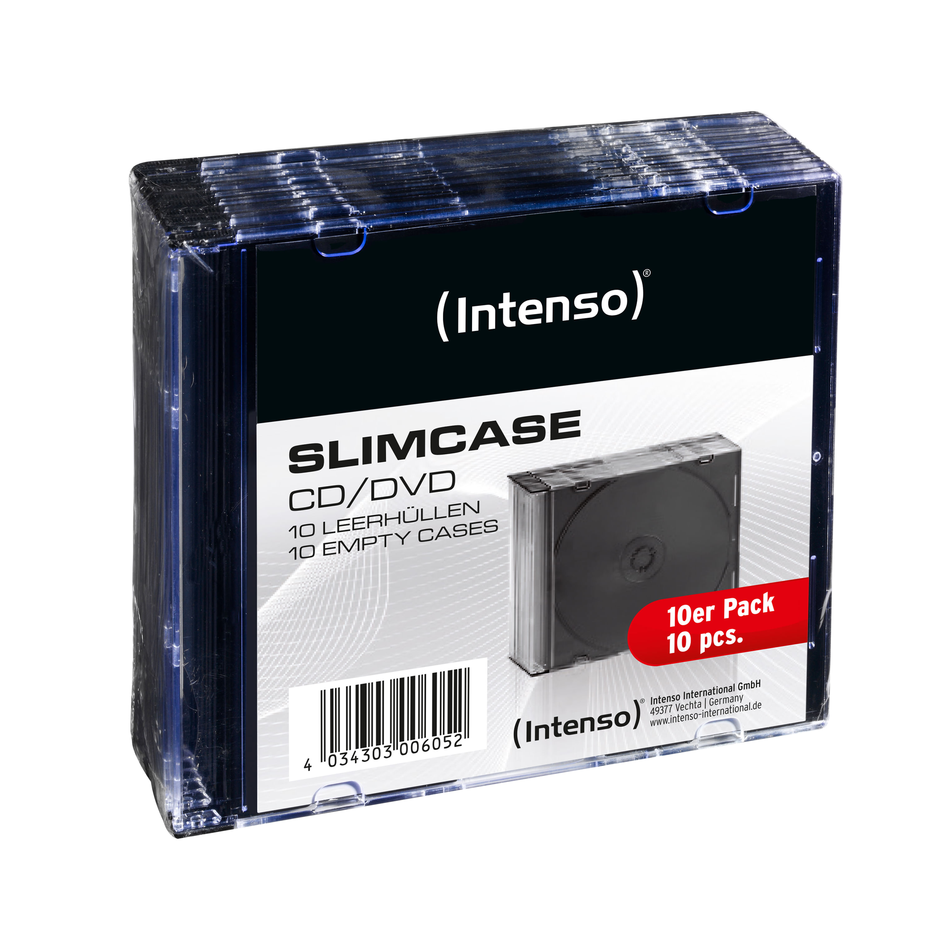 Intenso Slim Custodie CD/DVD Confezione da 10 Trasparente 9001602 Intenso Storage Solution 10 Slim Cases 10 dischi Trasparente