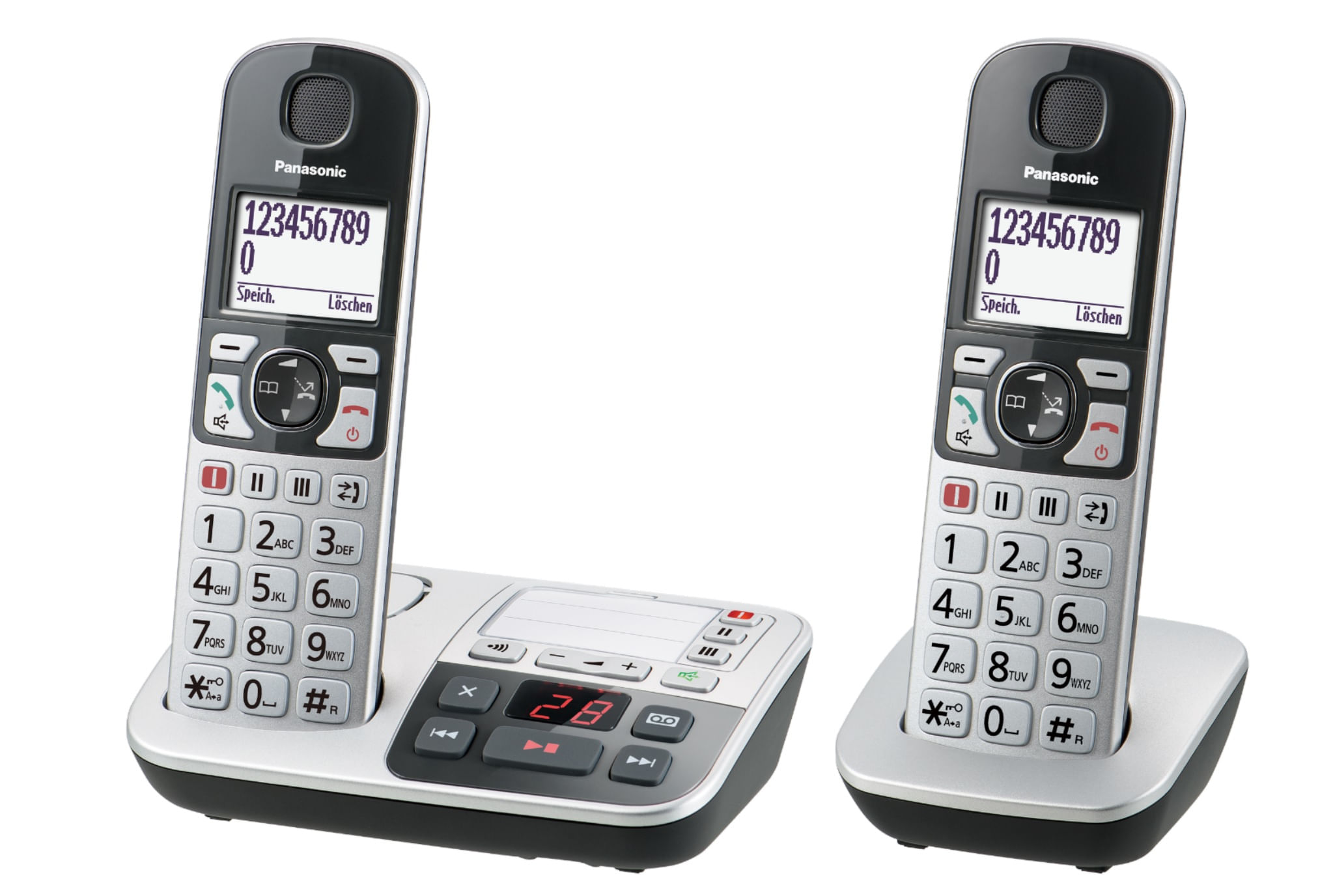 Panasonic Telefono cordless Panasonic a tasti grandi con AB KX-TGE522GS Duo - argento Panasonic KX-TGE522 Telefono DECT Identificatore di chiamata Arg